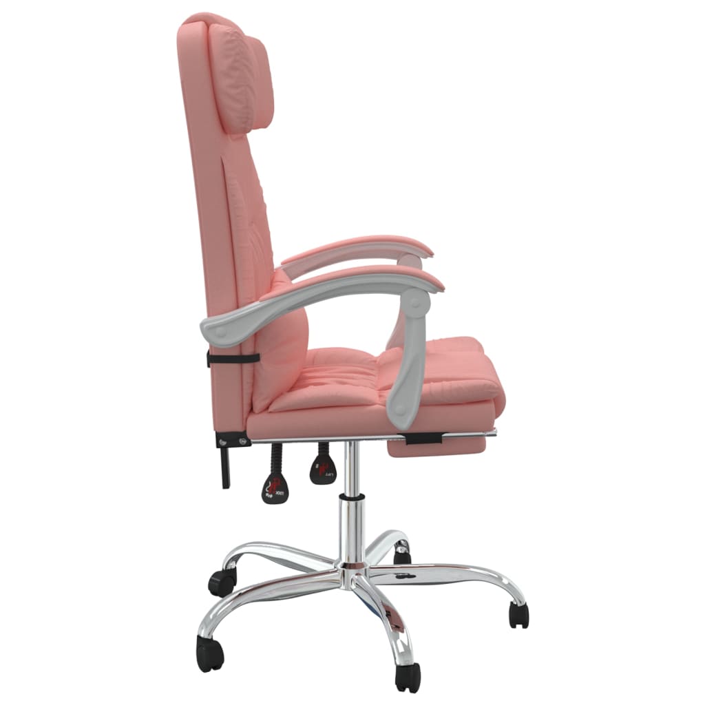 Silla de oficina reclinable masaje cuero sintético rosa vidaXL