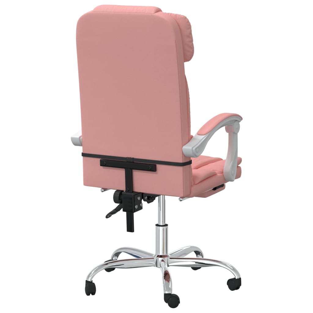 Silla de oficina reclinable masaje cuero sintético rosa vidaXL