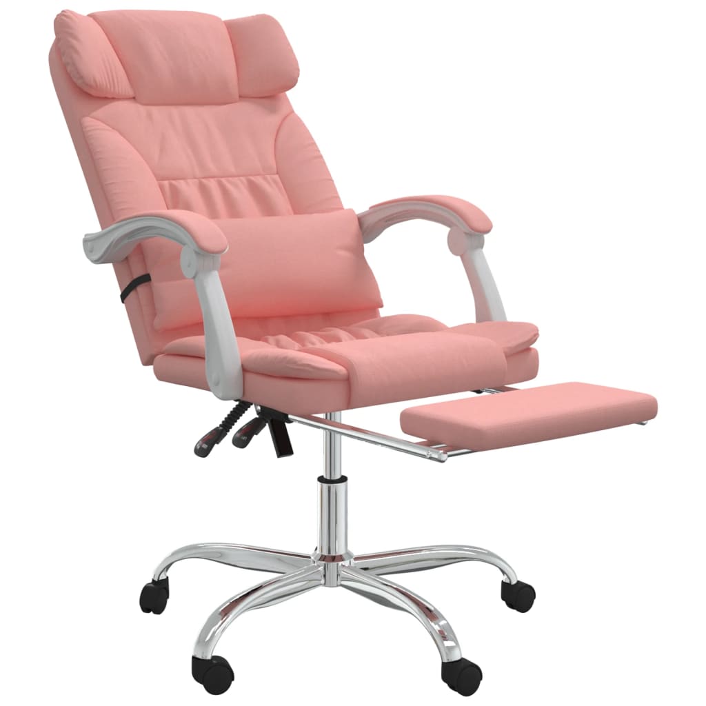 Silla de oficina reclinable masaje cuero sintético rosa vidaXL