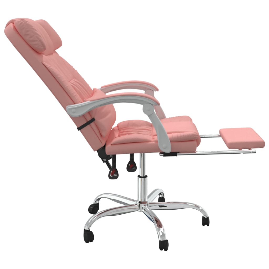 Silla de oficina reclinable masaje cuero sintético rosa vidaXL