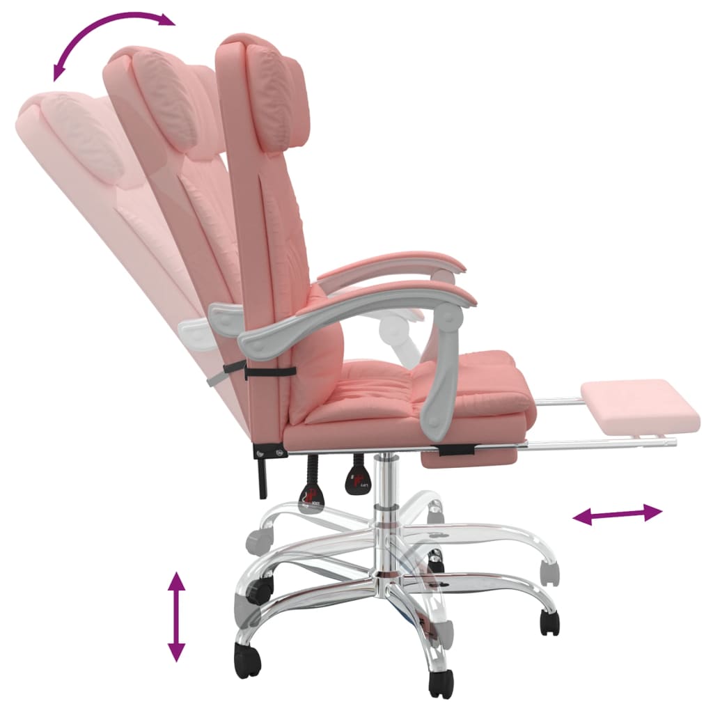 Silla de oficina reclinable masaje cuero sintético rosa vidaXL