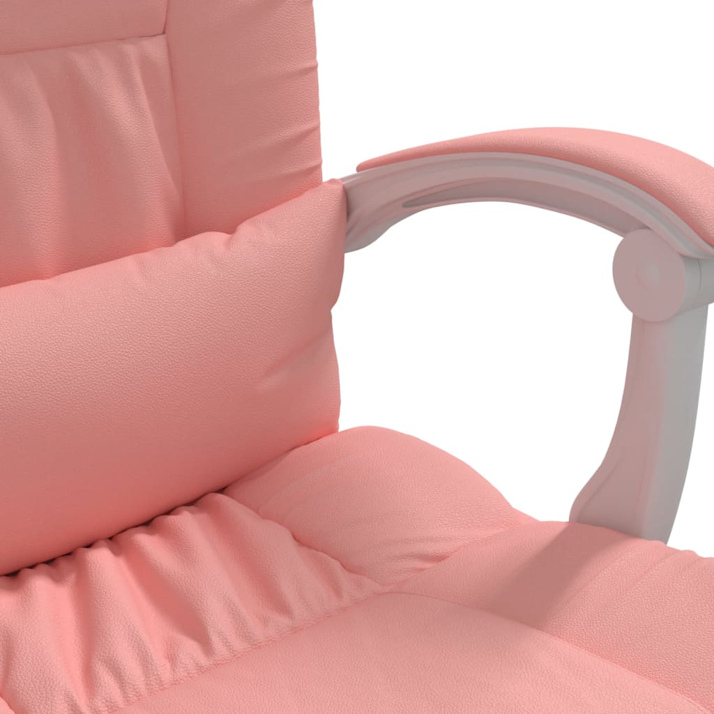 Silla de oficina reclinable masaje cuero sintético rosa vidaXL