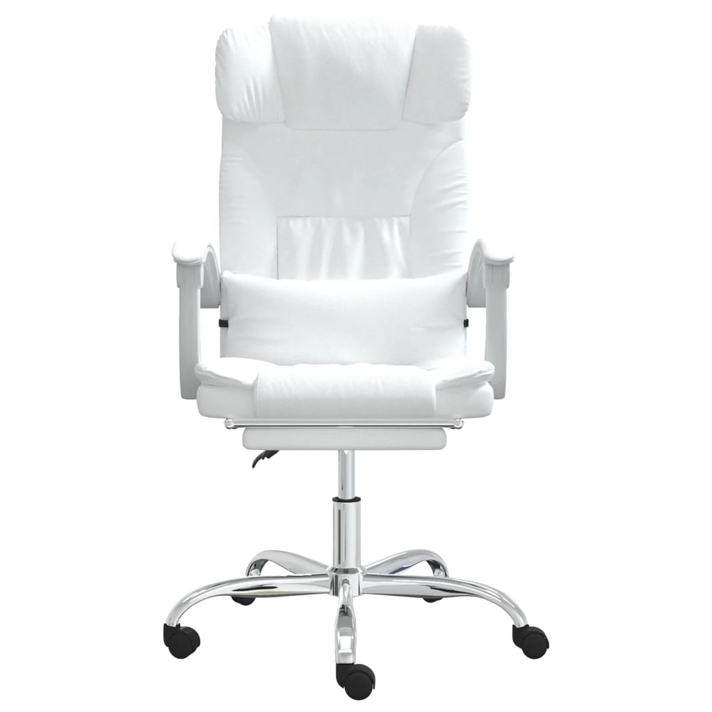 Reclinable office chair White synthetic leather massage