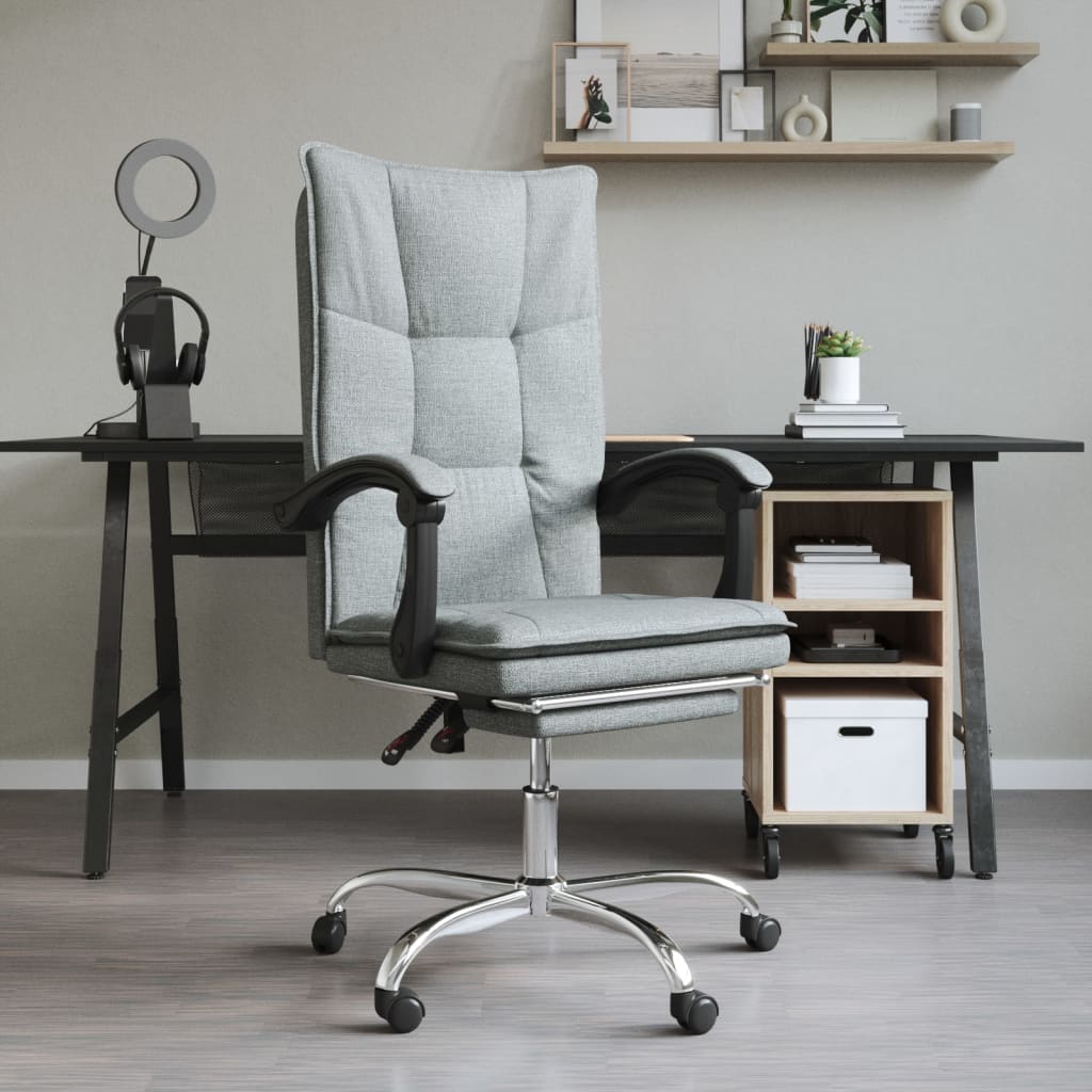 Vetonek Silla de oficina reclinable de tela gris oscuro