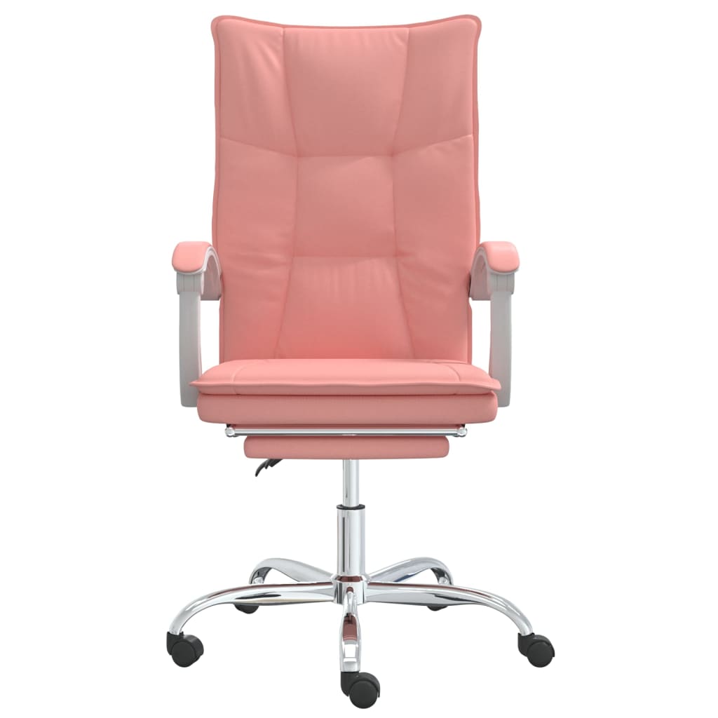 Reclinable Office Chair Pink synthetic leather