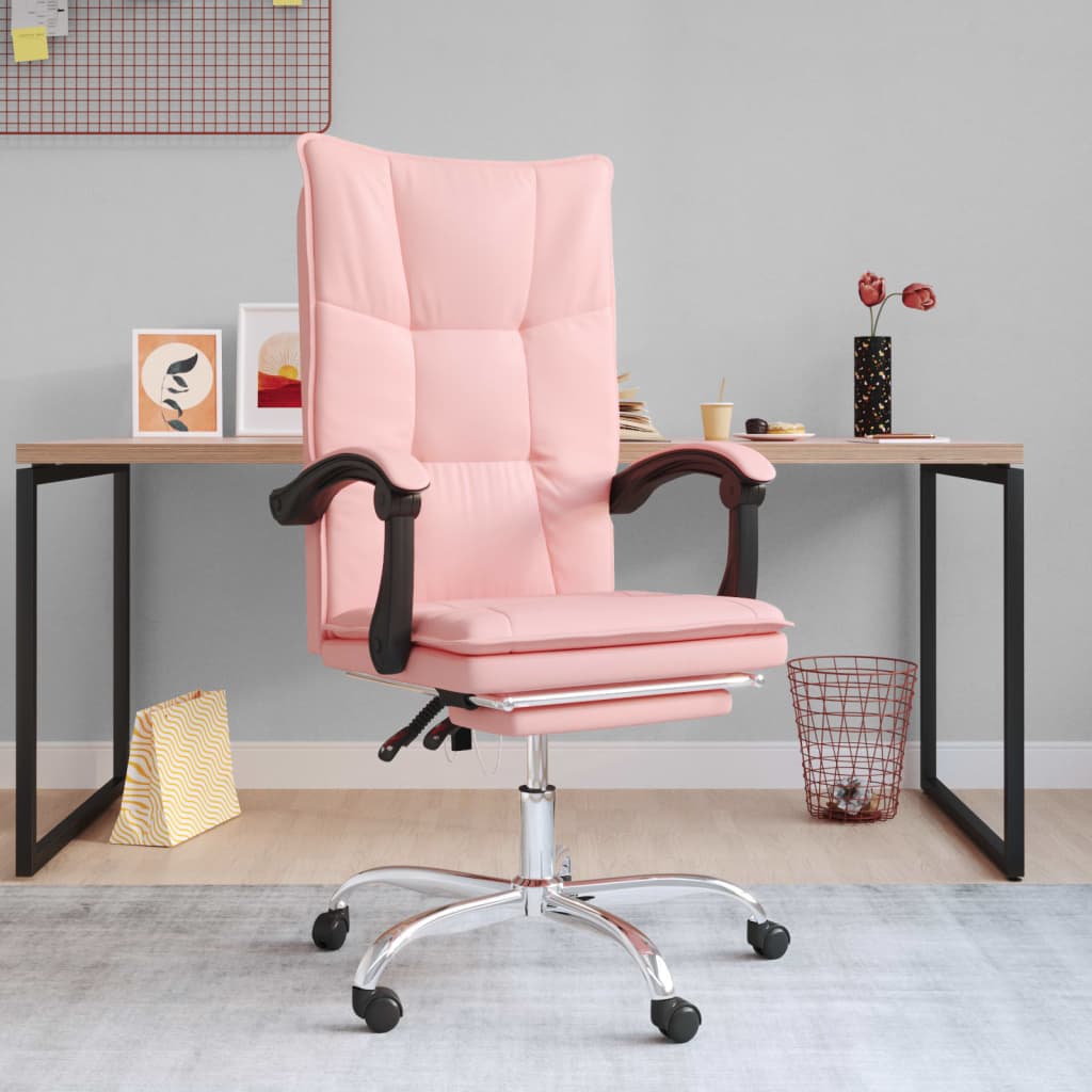 Vetonek Silla de oficina reclinable cuero sintético rosa