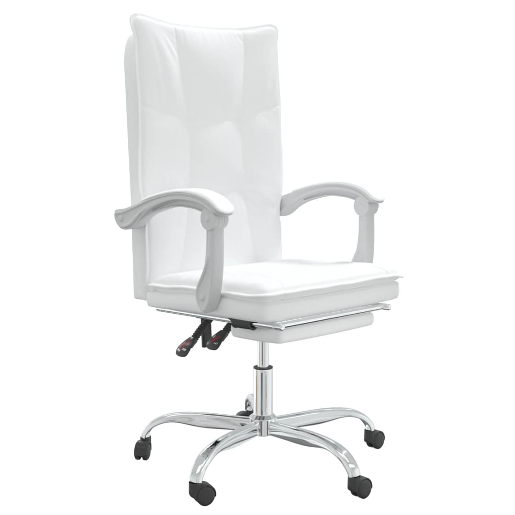 Silla de oficina reclinable cuero sintético blanco vidaXL