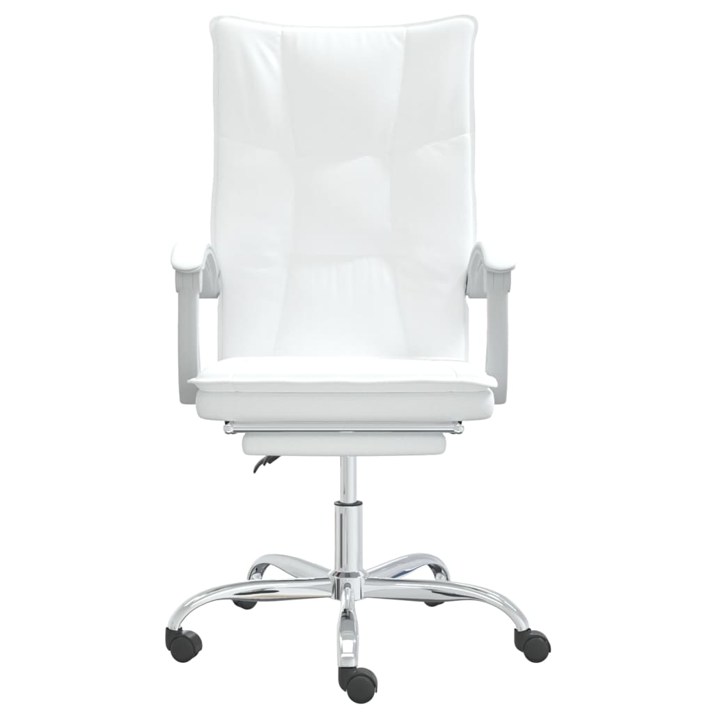 Silla de oficina reclinable cuero sintético blanco vidaXL