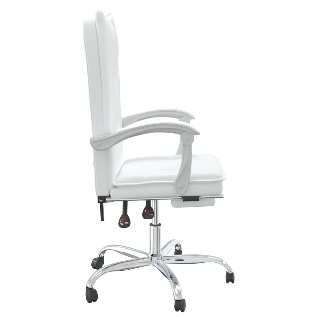 Silla de oficina reclinable cuero sintético blanco vidaXL