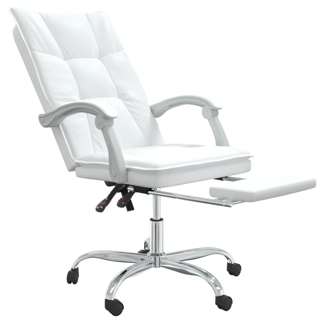 Silla de oficina reclinable cuero sintético blanco vidaXL