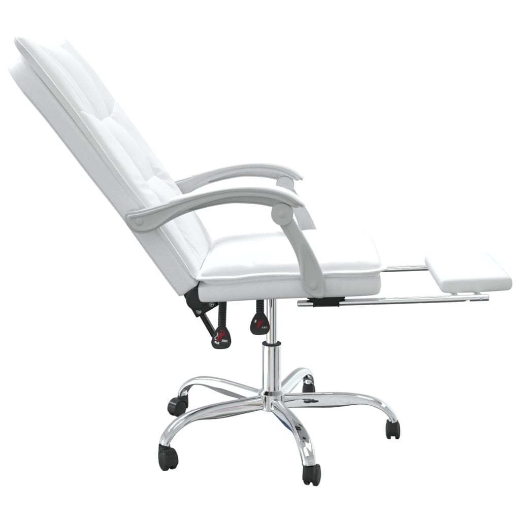 Silla de oficina reclinable cuero sintético blanco vidaXL