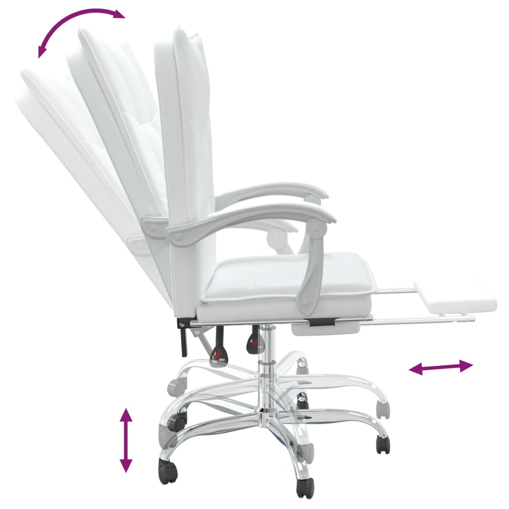 Silla de oficina reclinable cuero sintético blanco vidaXL