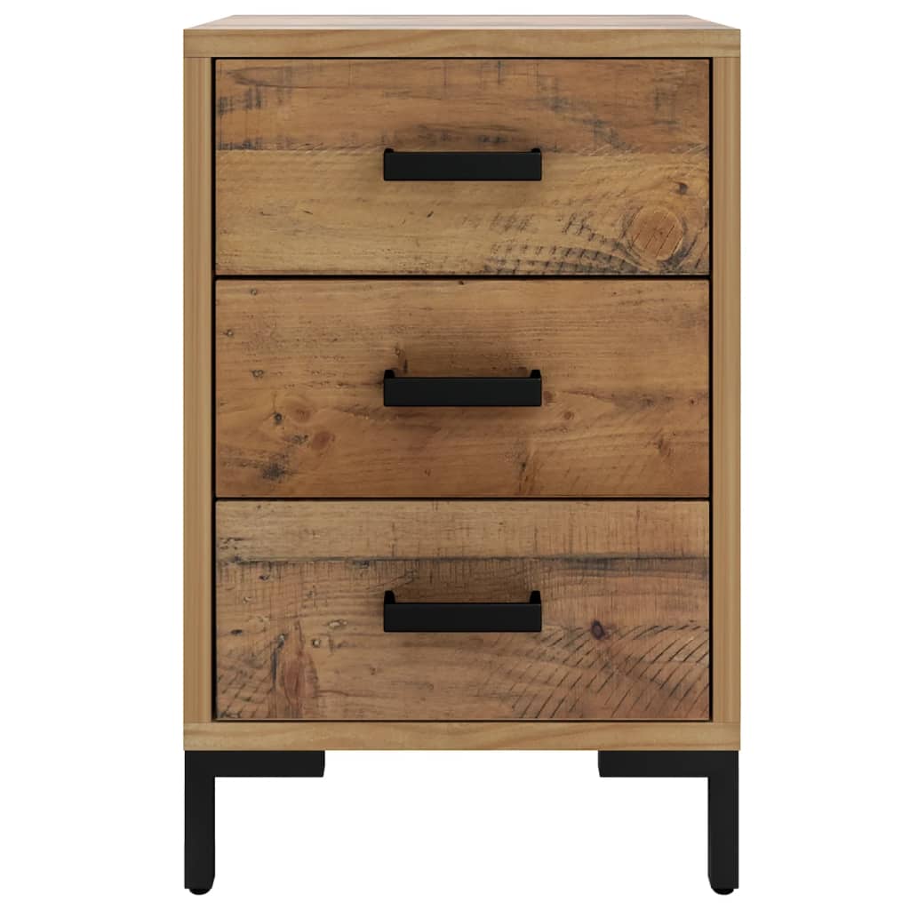 Mesita de noche madera maciza pino reciclada marrón 40x30x55 cm