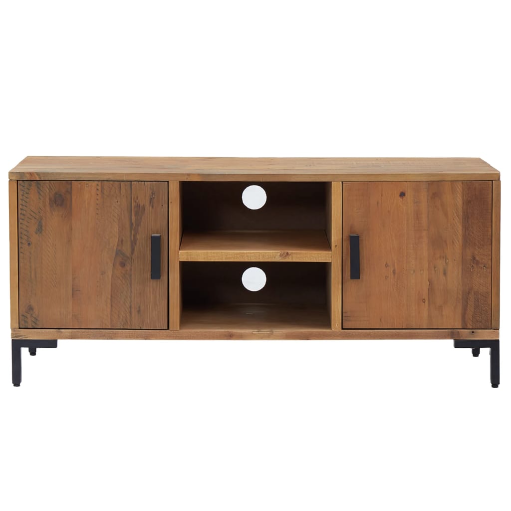 Mueble para TV madera maciza de pino marrón 110x35x48 cm