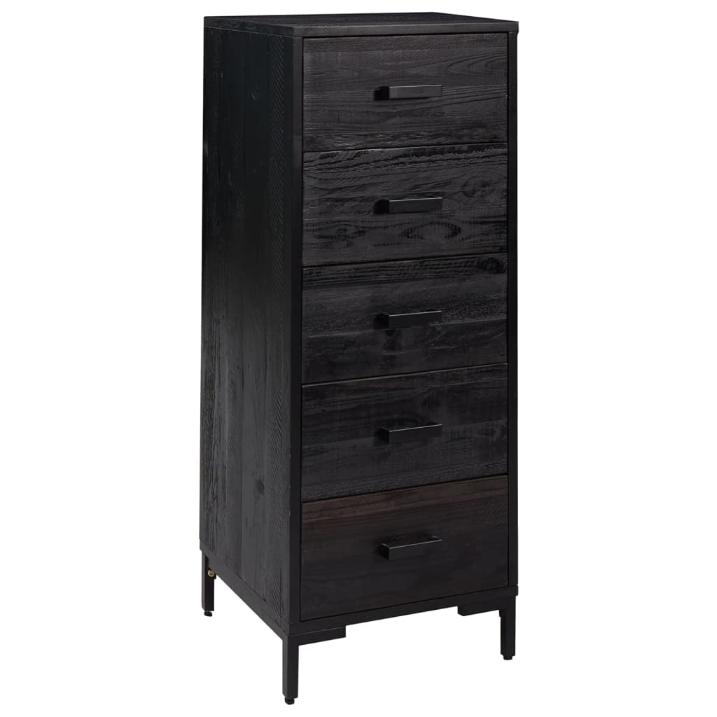 Vetonek Cómoda de madera maciza de pino negro 42x35x110 cm