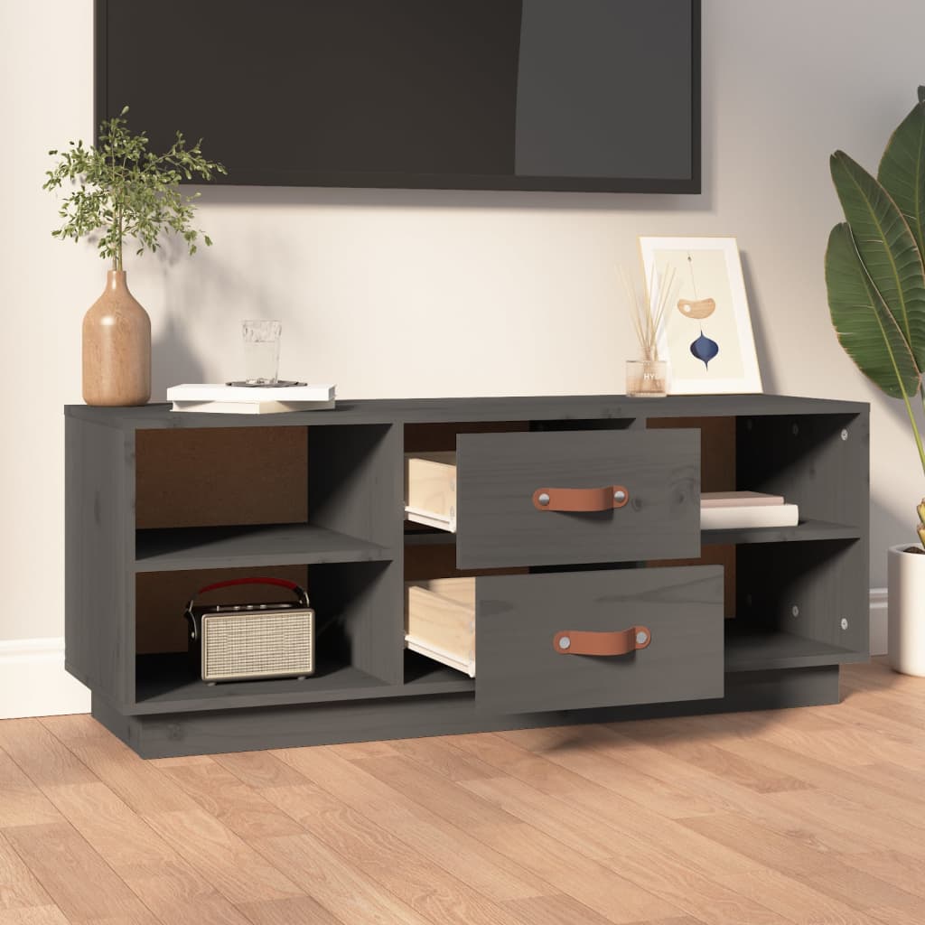 Gray pine pine wood tv furniture 100x34x40 cm