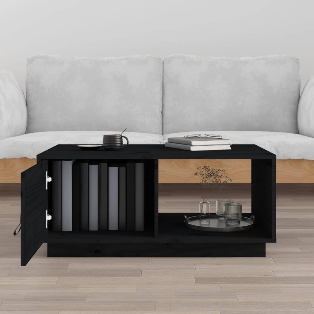 Mesa de centro de madera maciza de pino negro 80x50x35,5 cm