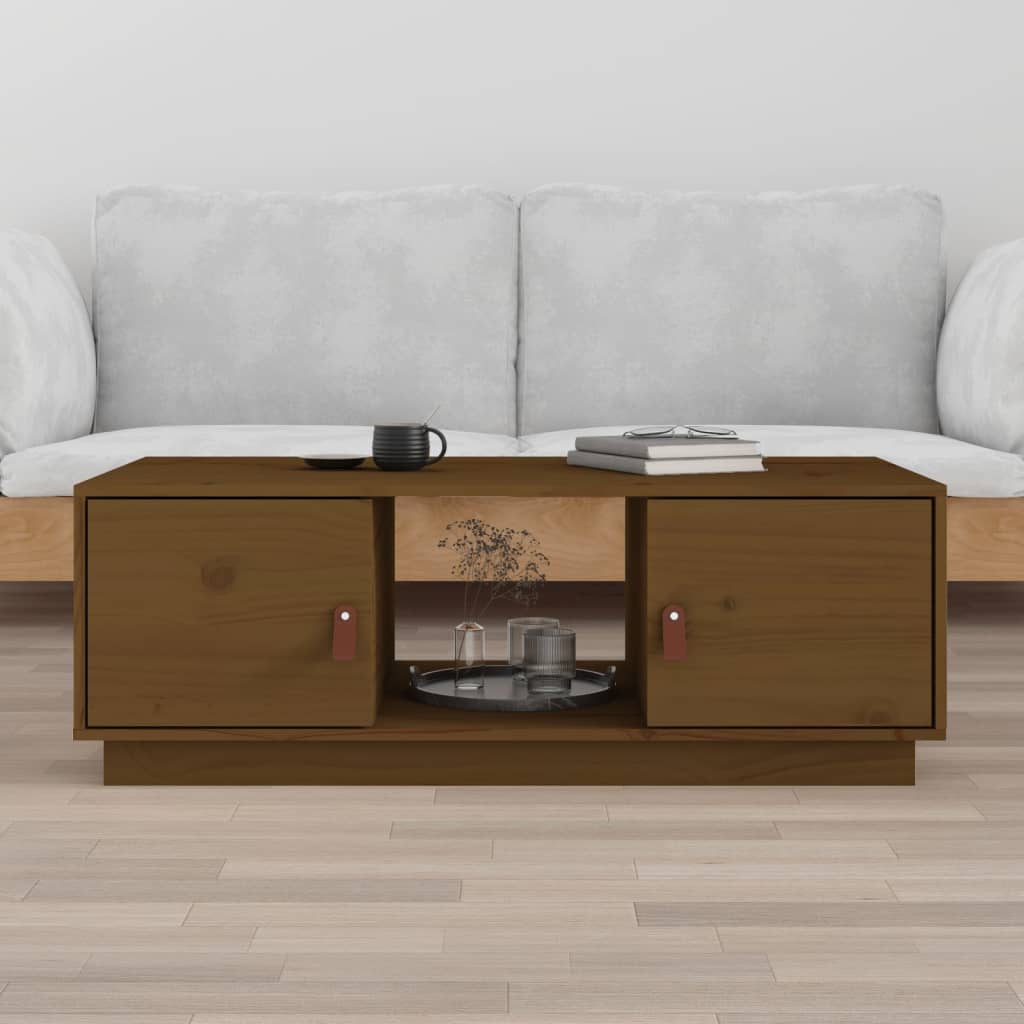 Vetonek Mesa de centro madera maciza de pino marrón miel 100x50x35 cm