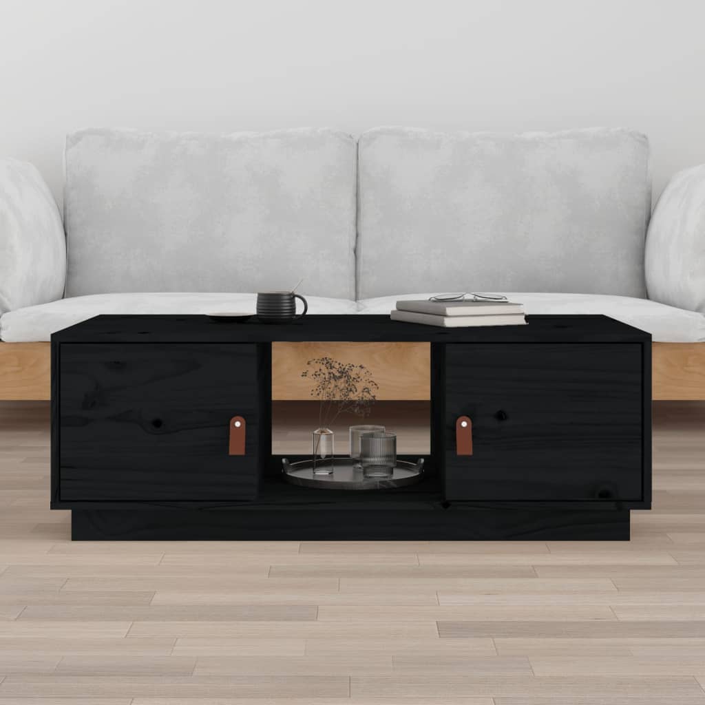 Vetonek Mesa de centro de madera maciza de pino negro 100x50x35 cm