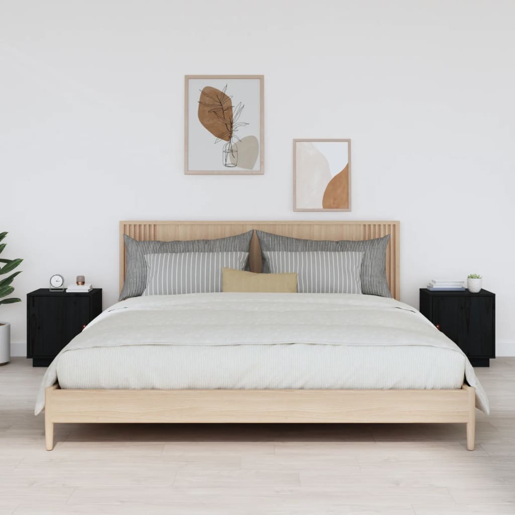 Tables de chevet 2 pcs bois de pin noir massif 40x34x45 cm v3698 Vetonek