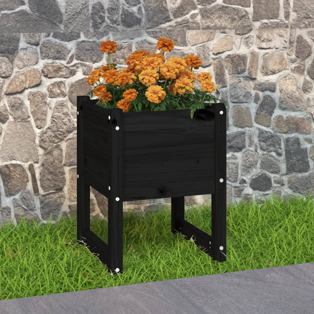 Jardinera madera maciza de pino negro 40x40x52,5 cm v6125 Vetonek