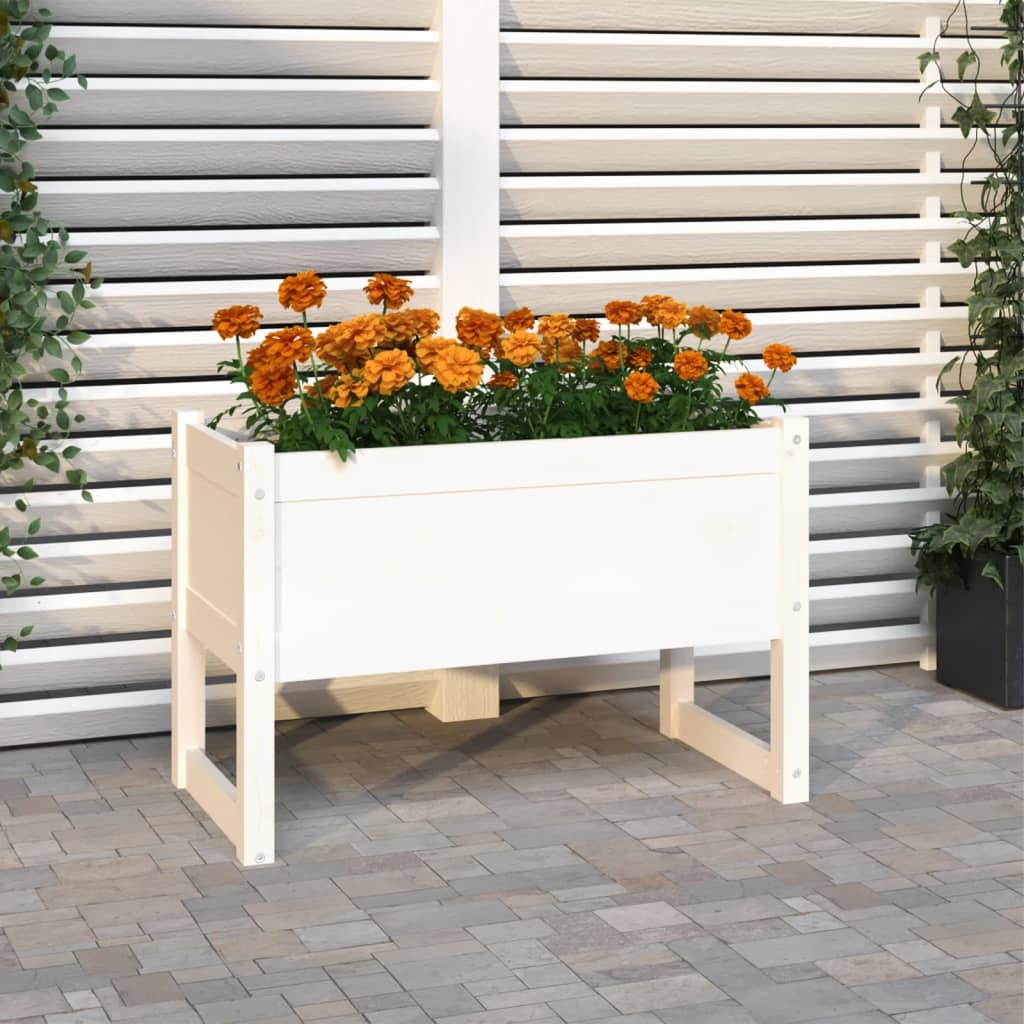 Jardinière en pin blanc massif 78x40x52 cm v6156 Vetonek