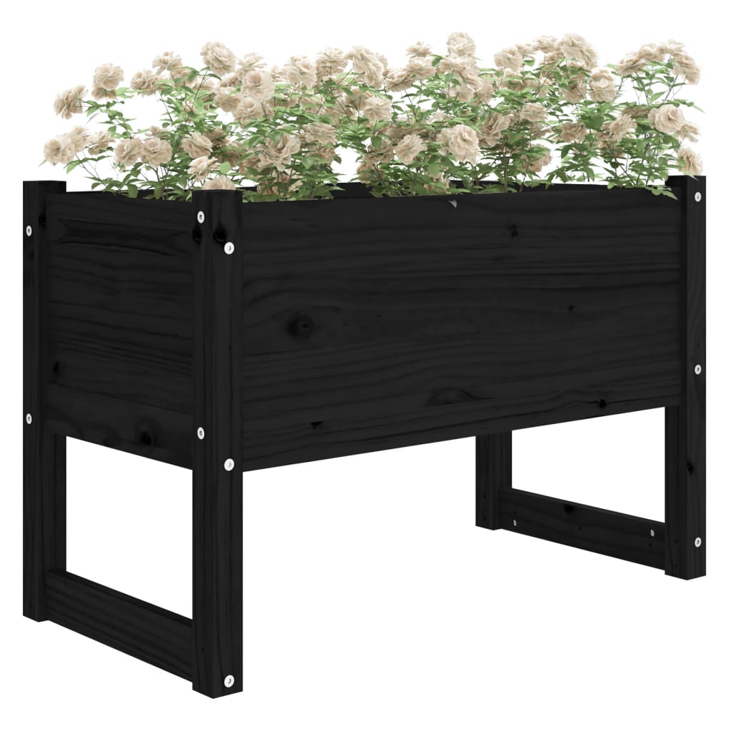 Jardinera madera maciza de pino negro 78x40x52 cm v6187 - Vetonek