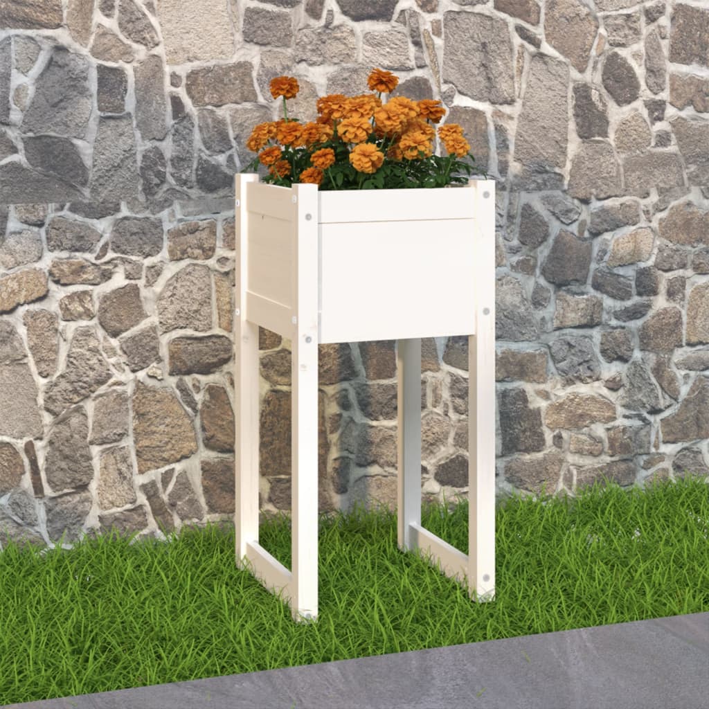 Jardinière en pin blanc massif 40x40x81 cm v6217 Vetonek