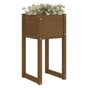 Jardinera madera maciza de pino marrón miel 40x40x81 cm - Vetonek