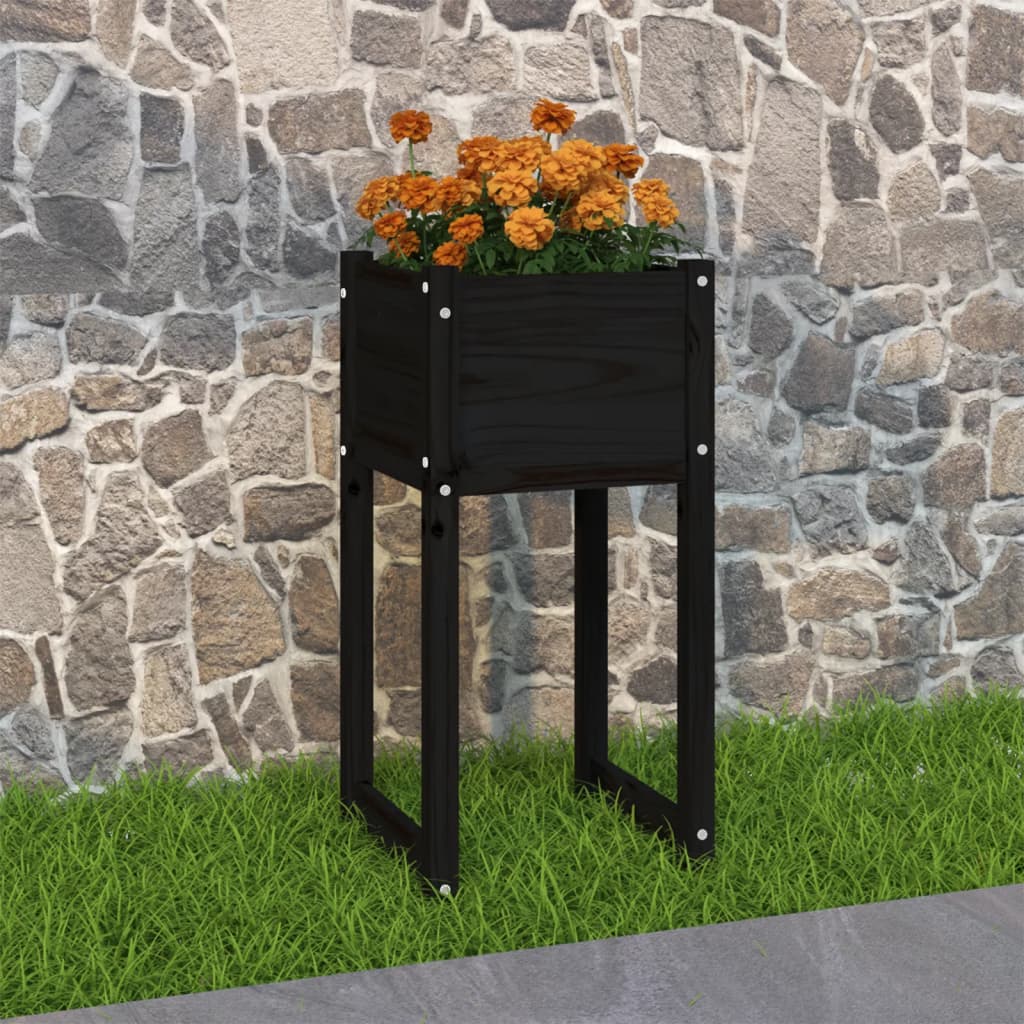 Vetonek Jardinera madera maciza de pino negro 40x40x81 cm