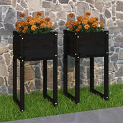 Jardinière 2 unités en bois de pin noir massif 40x40x81 cm v6286 Vetonek