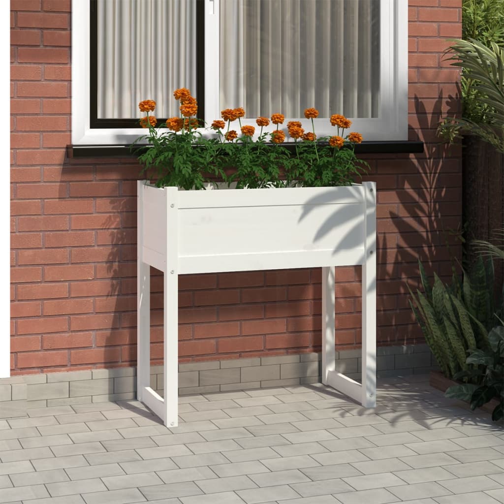 Jardinière en pin blanc massif 78x40x81 cm v6309 Vetonek