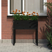 Jardinera madera maciza de pino negro 78x40x81 cm v6330 - Vetonek