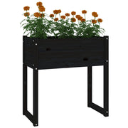 Jardinera madera maciza de pino negro 78x40x81 cm v6330 - Vetonek