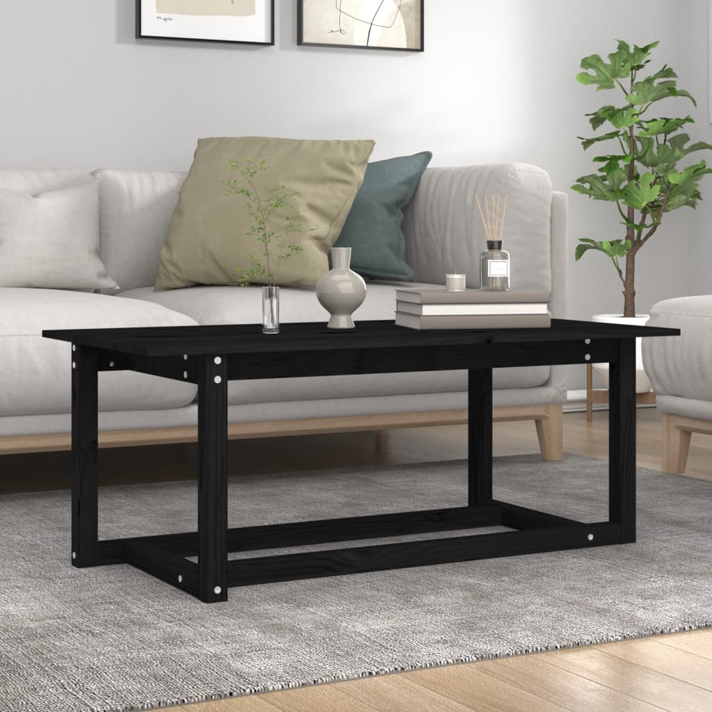 Vetonek Mesa de centro de madera maciza de pino negro 110x55x45 cm