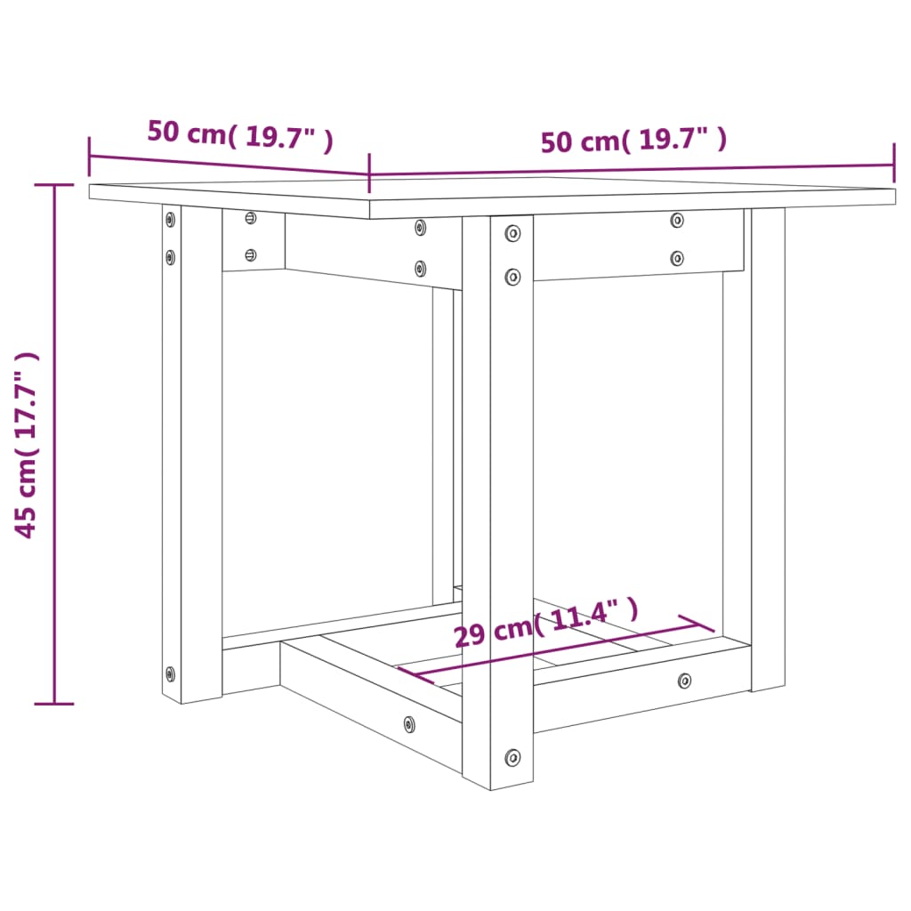 50x50x45 cm Massives Holzmitte -Tisch