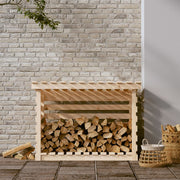Leñero de madera maciza de pino 108x73x79 cm v7245 - Vetonek