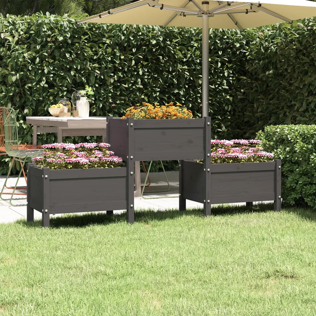 Vetonek Jardinera de madera de pino maciza gris 178,5x44x75 cm