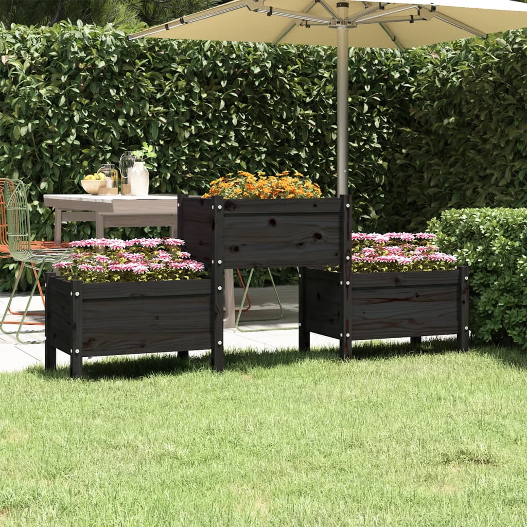 Vetonek Jardinera de madera de pino maciza negra 178,5x44x75 cm