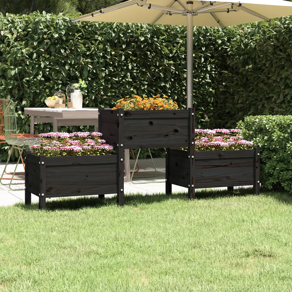 Jardinière en pin massif noir 178,5x44x75 cm v7481 Vetonek