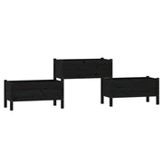 Vetonek Jardinera madera maciza de pino negro 245,5x44x75 cm