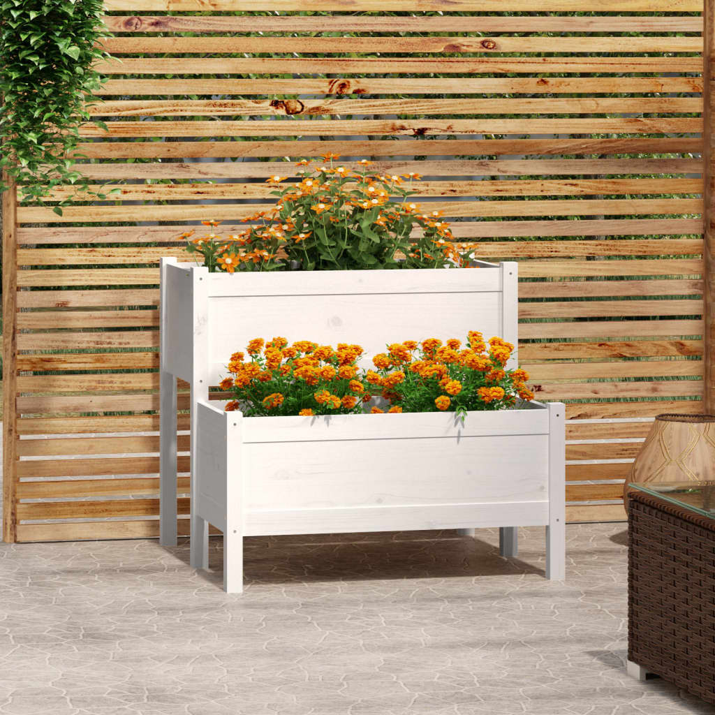 Vetonek Jardinera madera maciza de pino blanco 84,5x84x75 cm