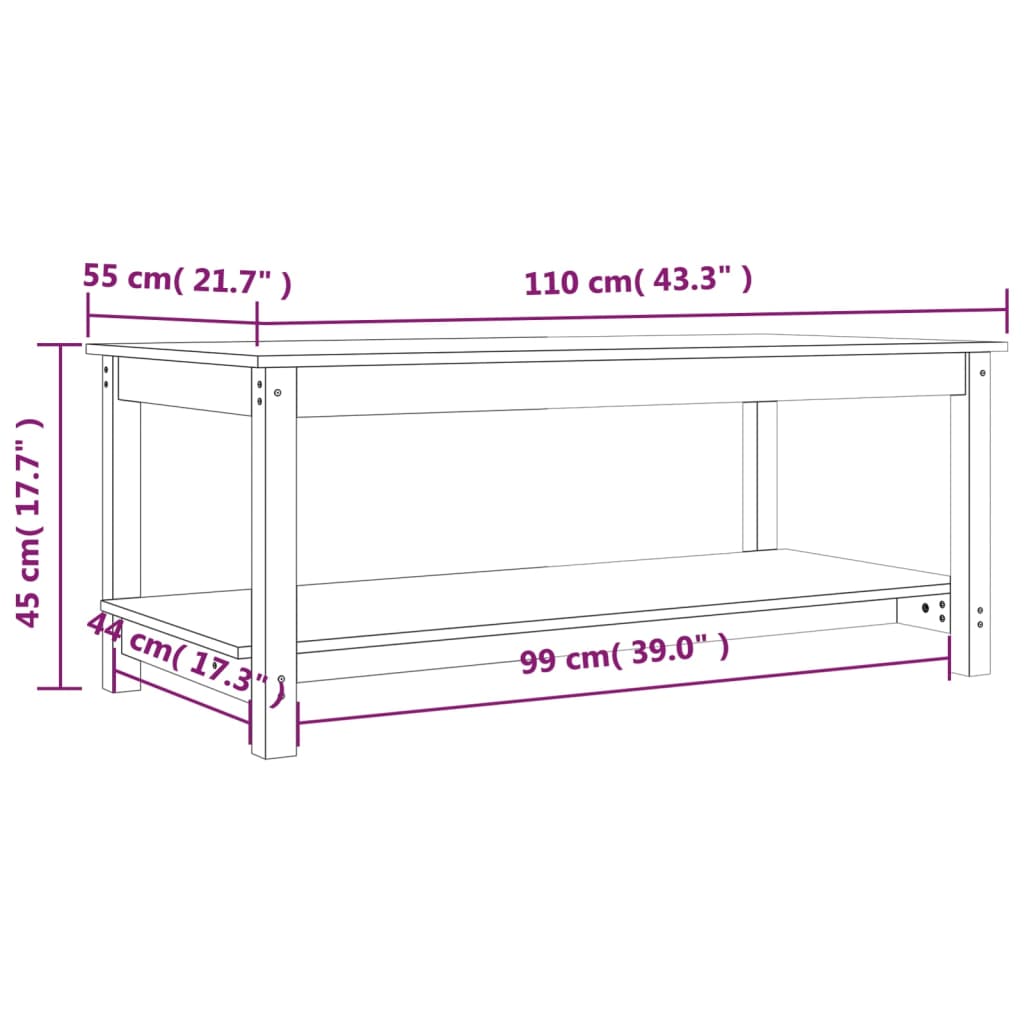 Gray Pine Wooden Wood Center Table 110x55x45 cm