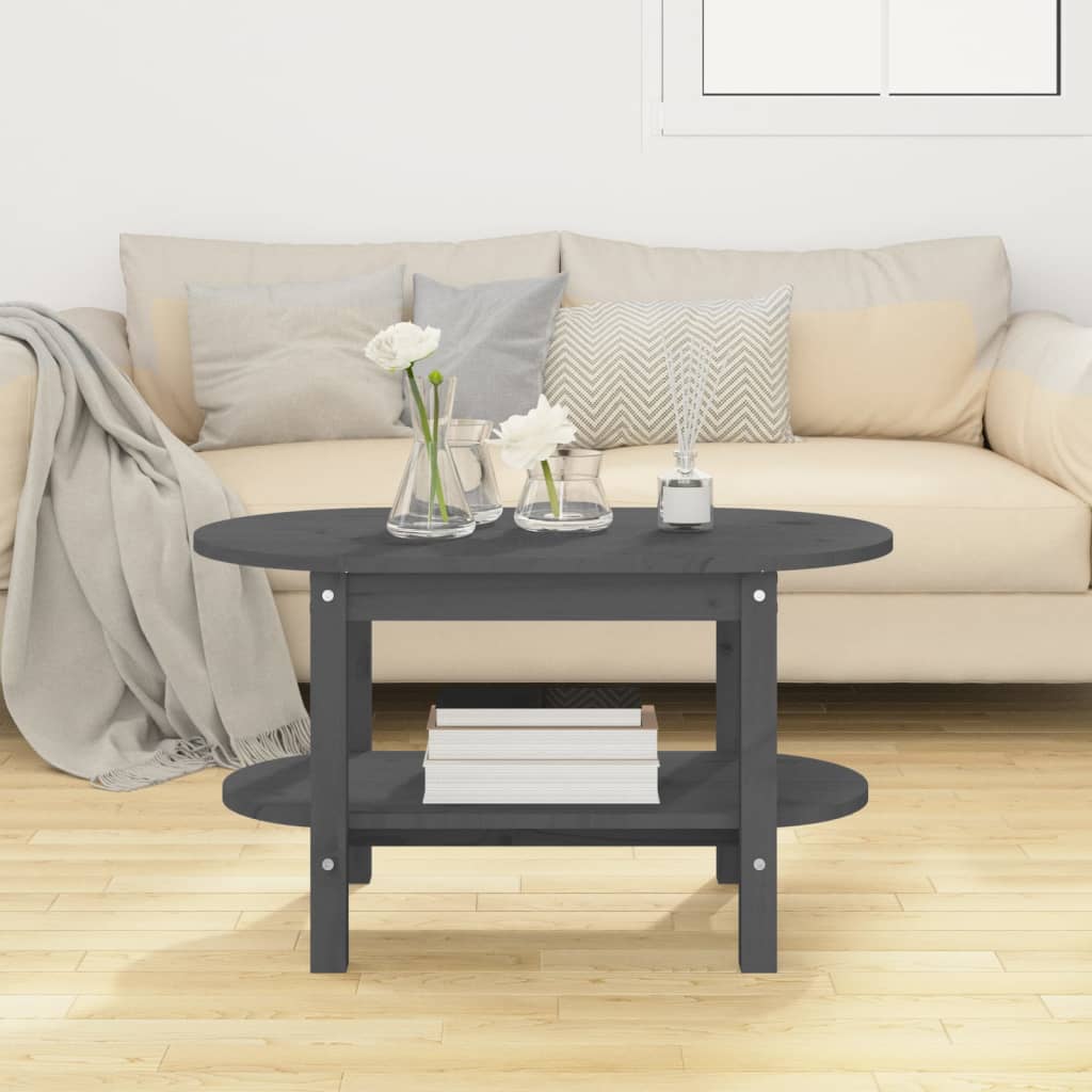 Gray pine pine wood center table 80x45x45 cm