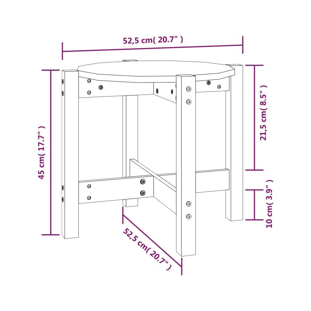 Mesa de centro de madera maciza de pino marrón miel Ø52,5x45 cm