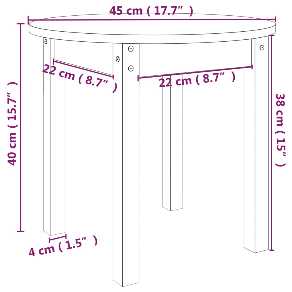 Sounding wooden center table of white pine Ø 45x40 cm