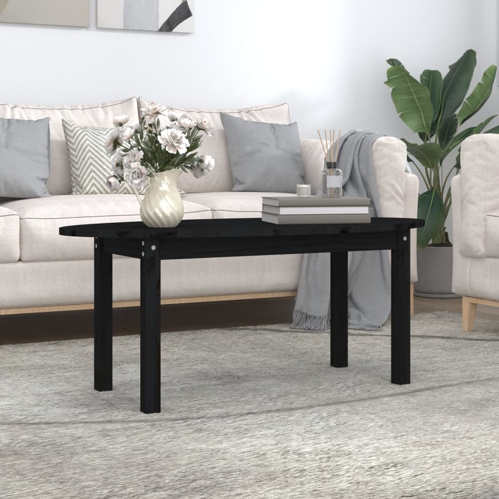 Vetonek Mesa de centro de madera maciza de pino negro 110x55x45 cm