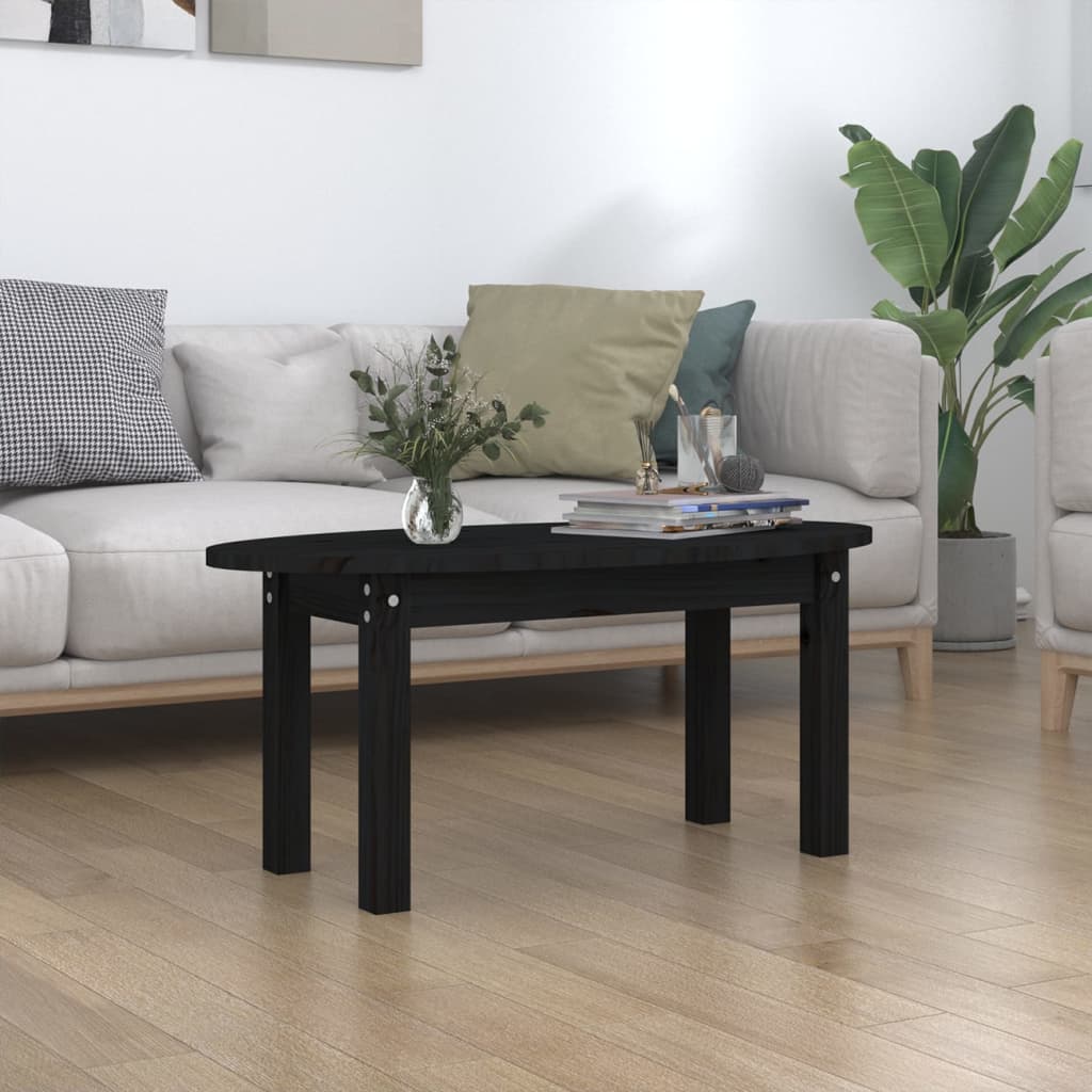 Vetonek Mesa de centro de madera maciza de pino negro 80x40x35 cm