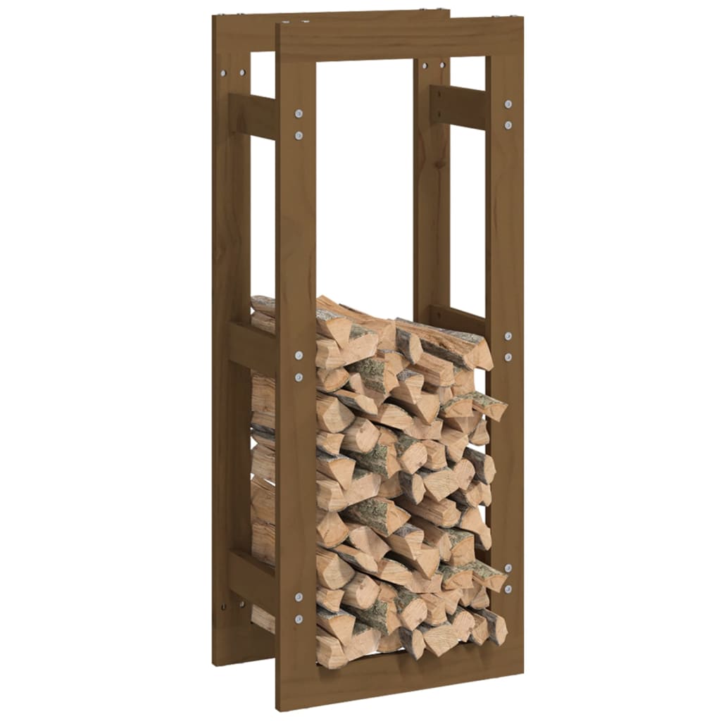 Estante para leña madera maciza de pino marrón miel 41x25x100cm v9072 - Vetonek