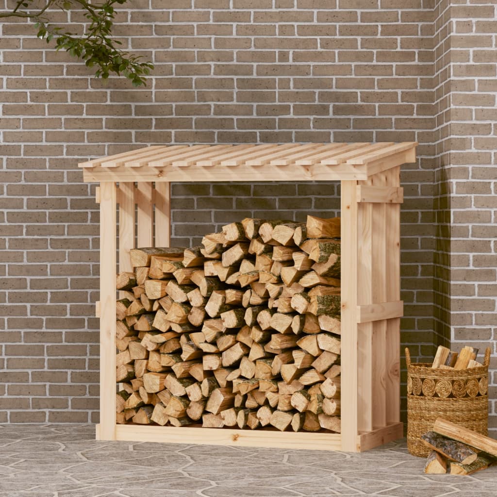 Leñero de madera maciza de pino 108x64,5x109 cm v9249 Vetonek